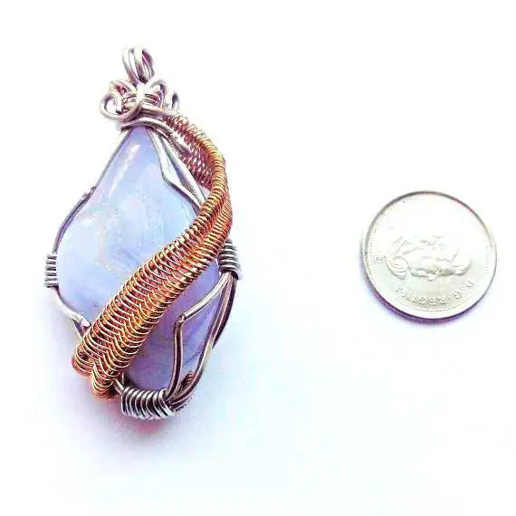 Wire Wrapped Lace Agate Healing Crystal Necklace DesignsbyNatureGems