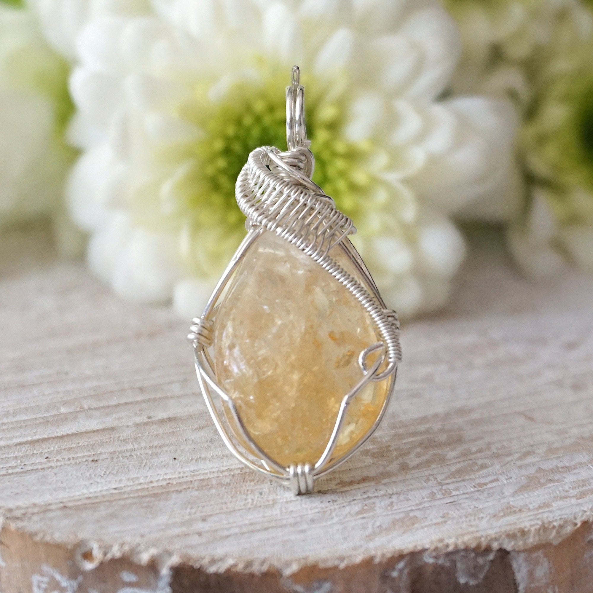 Raw Citrine Pendant Necklace - Sterling Silver DesignsbyNatureGems